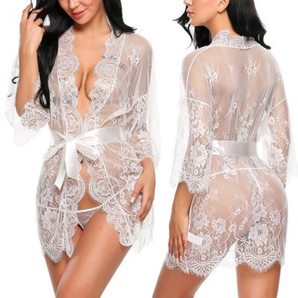Lace Trimmed Babydoll With Thong