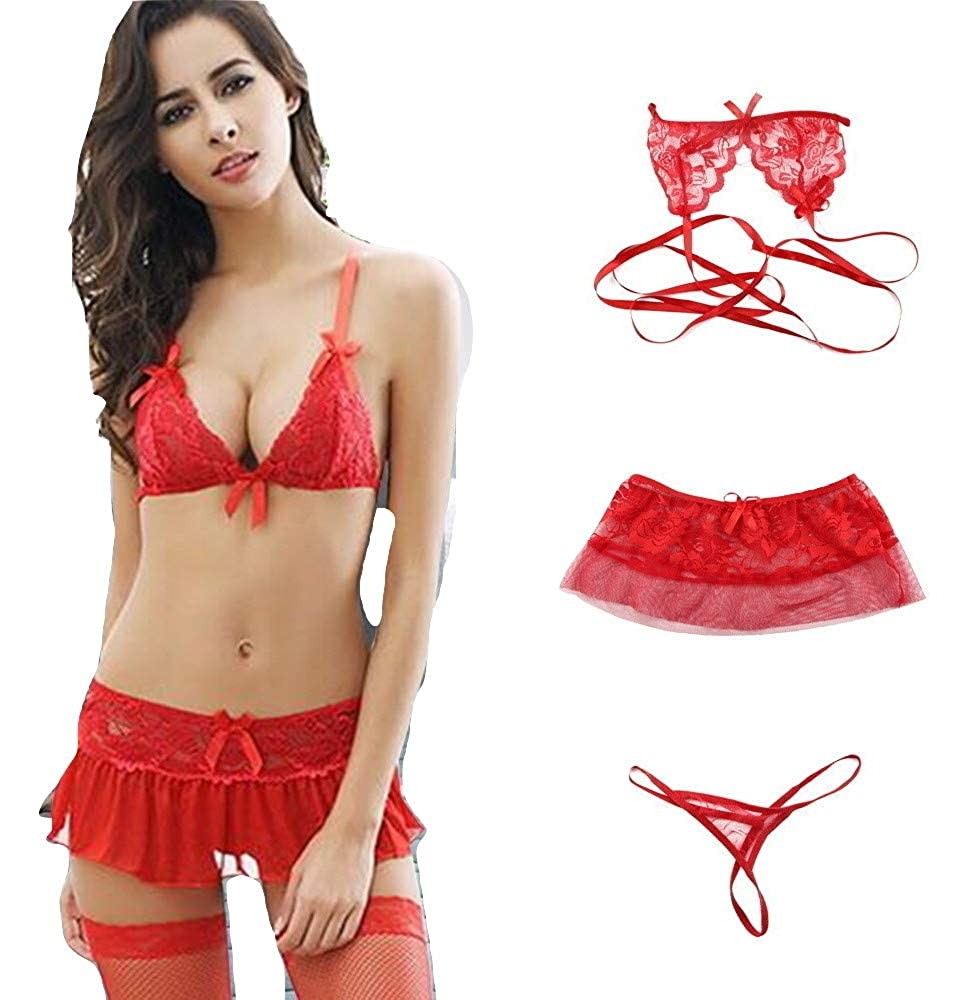 Stretch Lace Split Cup Babydoll with G-String