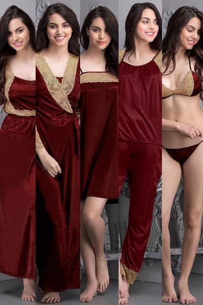 satin-nightwear-set-with bra panty set